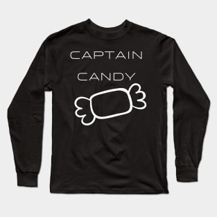 Captain Candy Typography White Design Long Sleeve T-Shirt